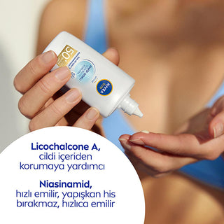 Nivea Sun SPF50 Face Cream: Lightweight, Non-Greasy Anti-Aging Sunscreen for Daily Use & Oily Skin - Broad Spectrum Sun Protection - Glamourous Grace