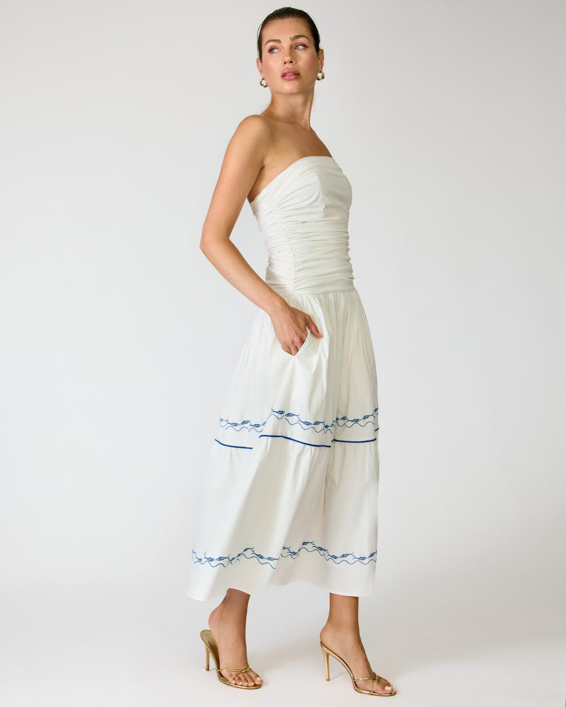 Oia White & Blue Dress - Glamourous Grace