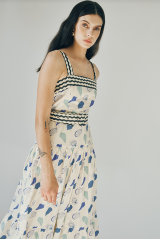 Madeline Blue shell Print Dress - Glamourous Grace