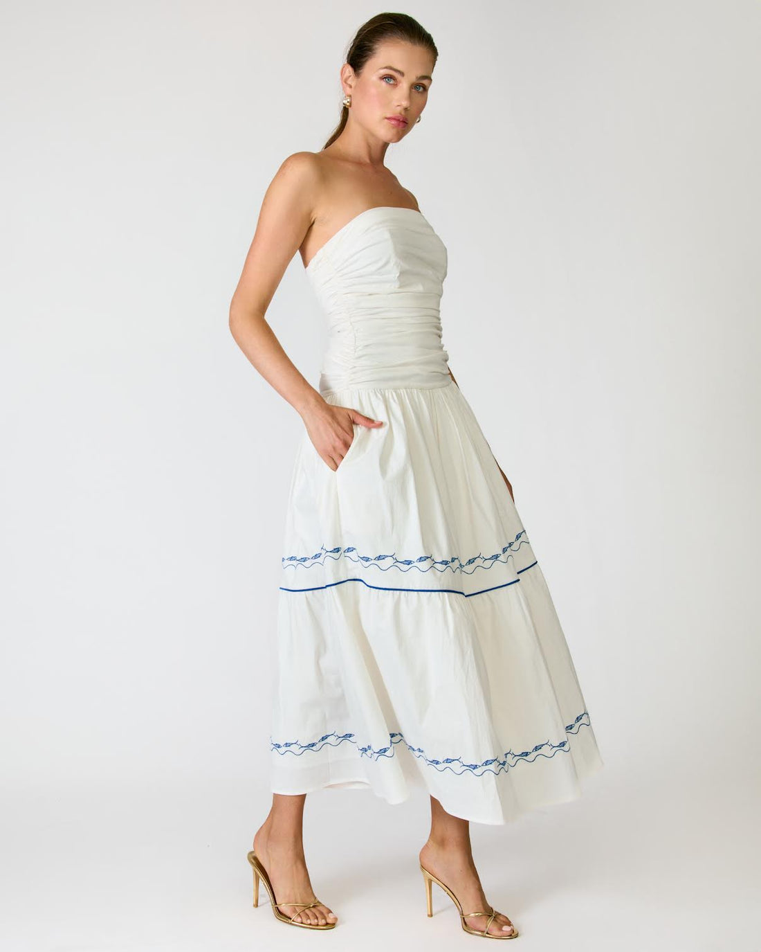 Oia White & Blue Dress - Glamourous Grace