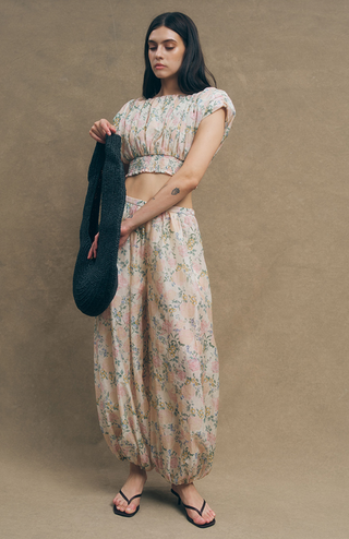 Talia Vintage Floral Print Pants - Glamourous Grace