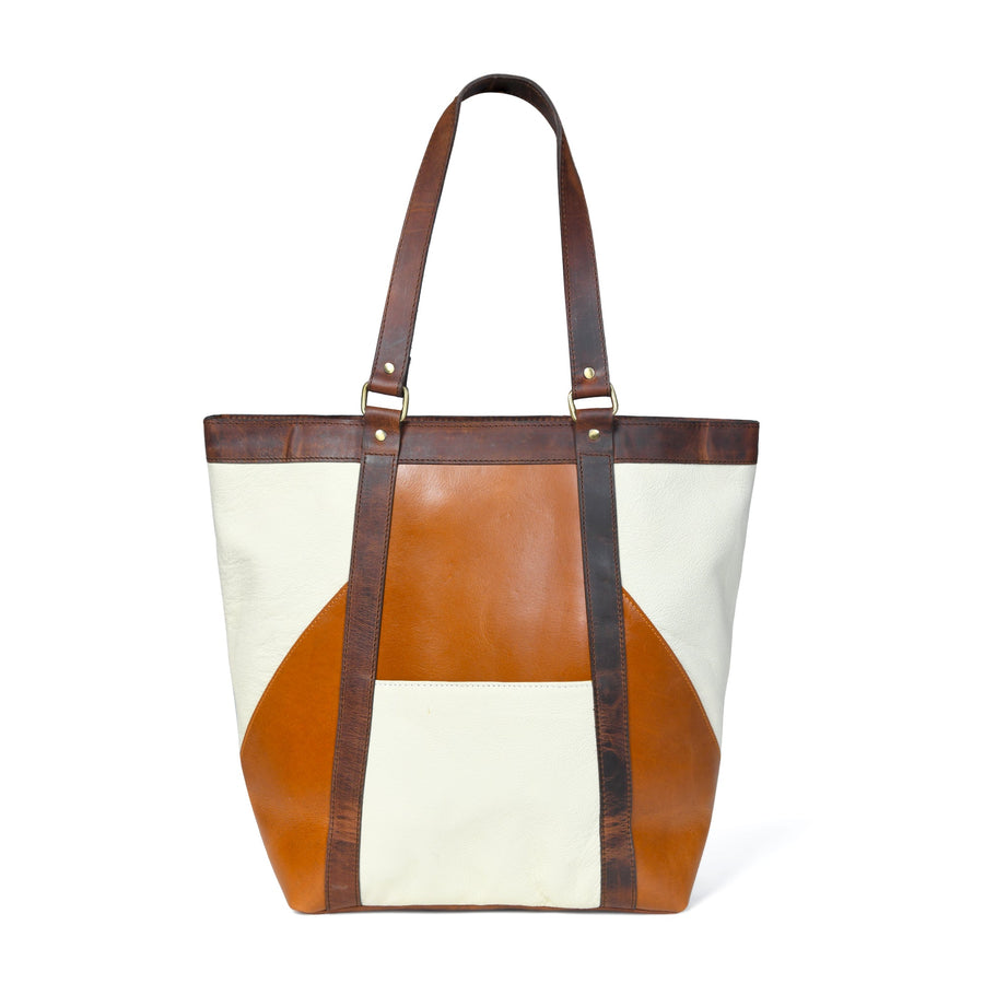 Geometric Design Leather Tote - Glamourous Grace