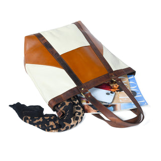 Geometric Design Leather Tote - Glamourous Grace