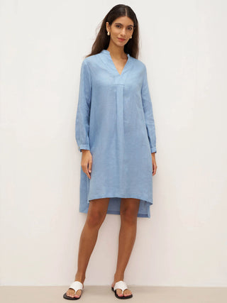 100% Linen V-Neck Pullover Shirt Dress JADEN - Glamourous Grace