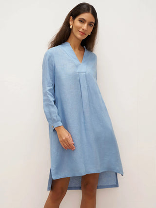100% Linen V-Neck Pullover Shirt Dress JADEN - Glamourous Grace
