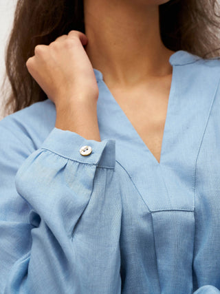 100% Linen V-Neck Pullover Shirt Dress JADEN - Glamourous Grace