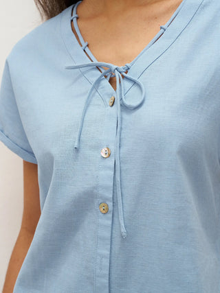 Linen Ladder Tie Simple Dress TAMARA - Glamourous Grace