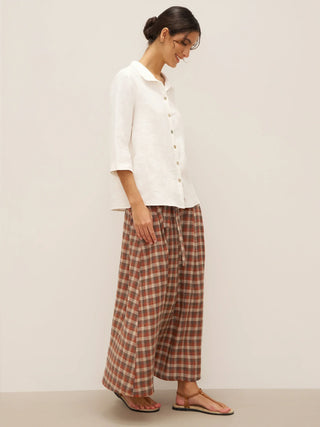 100% Linen Peter Pan Collar 3/4 Sleeve Shirt ASTRID - Glamourous Grace