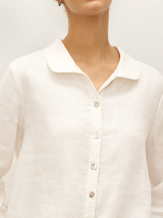 100% Linen Peter Pan Collar 3/4 Sleeve Shirt ASTRID - Glamourous Grace