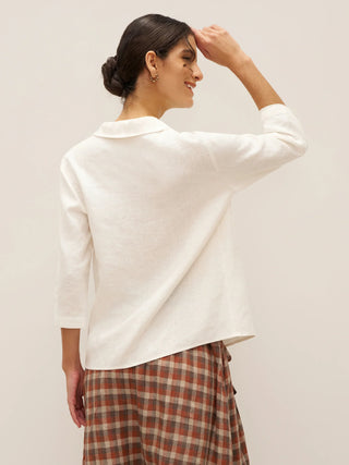 100% Linen Peter Pan Collar 3/4 Sleeve Shirt ASTRID - Glamourous Grace