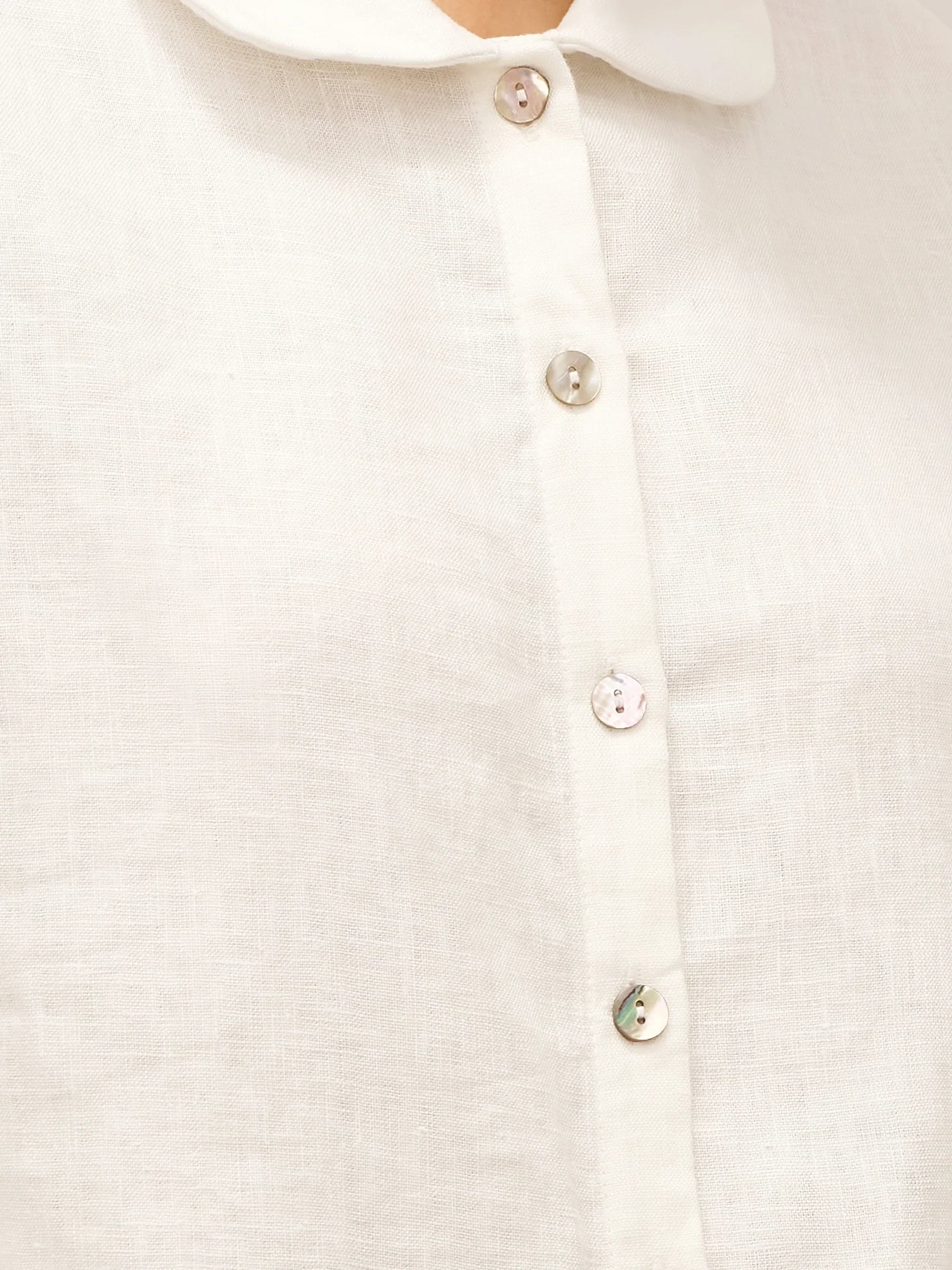 100% Linen Peter Pan Collar 3/4 Sleeve Shirt ASTRID - Glamourous Grace