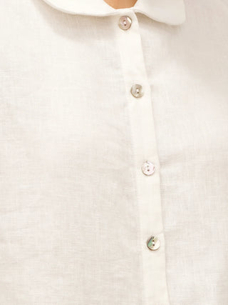 100% Linen Peter Pan Collar 3/4 Sleeve Shirt ASTRID - Glamourous Grace