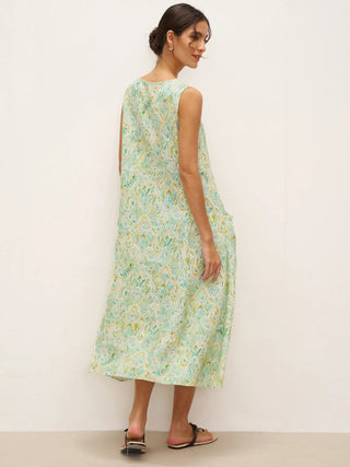 100% Linen Floral Swing Beach Tank Dress LORRAINE - Glamourous Grace