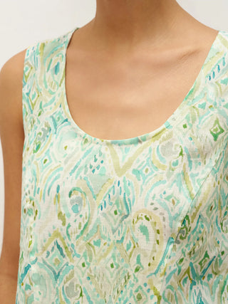 100% Linen Floral Swing Beach Tank Dress LORRAINE - Glamourous Grace