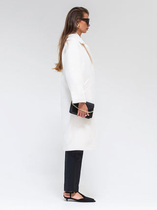 Eco Fur Wool Blend Coat in White