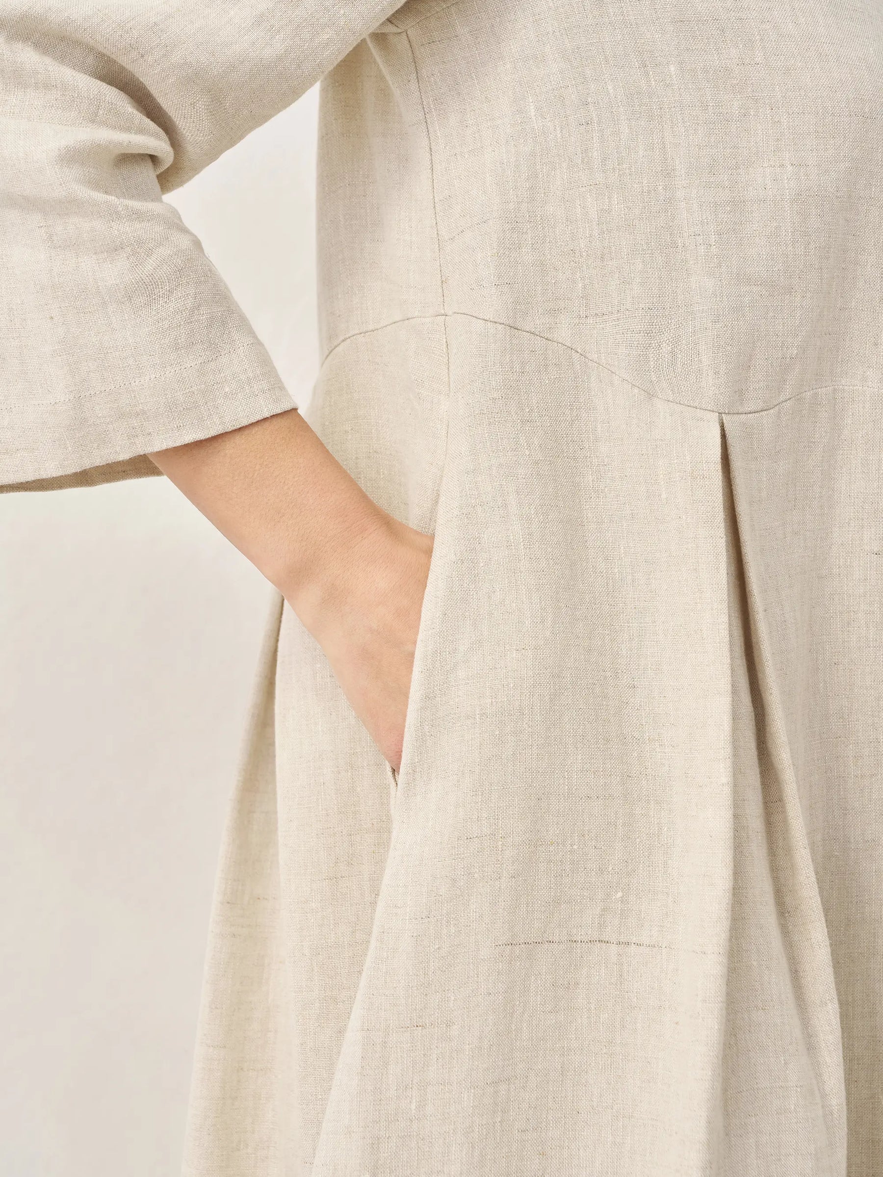 100% Linen Bateau Neck Pleated Maxi Dress ABIGAIL - Glamourous Grace