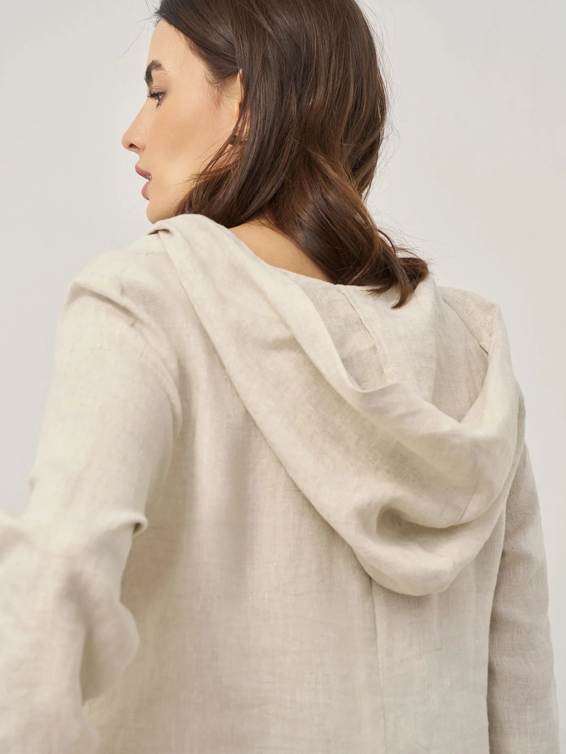 100% Linen Hooded Pullover Maxi Dress REBECCA - Glamourous Grace