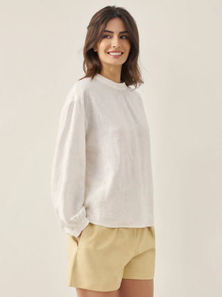 100% Linen Mock Neck Long-Sleeve Top DEANNA - Glamourous Grace
