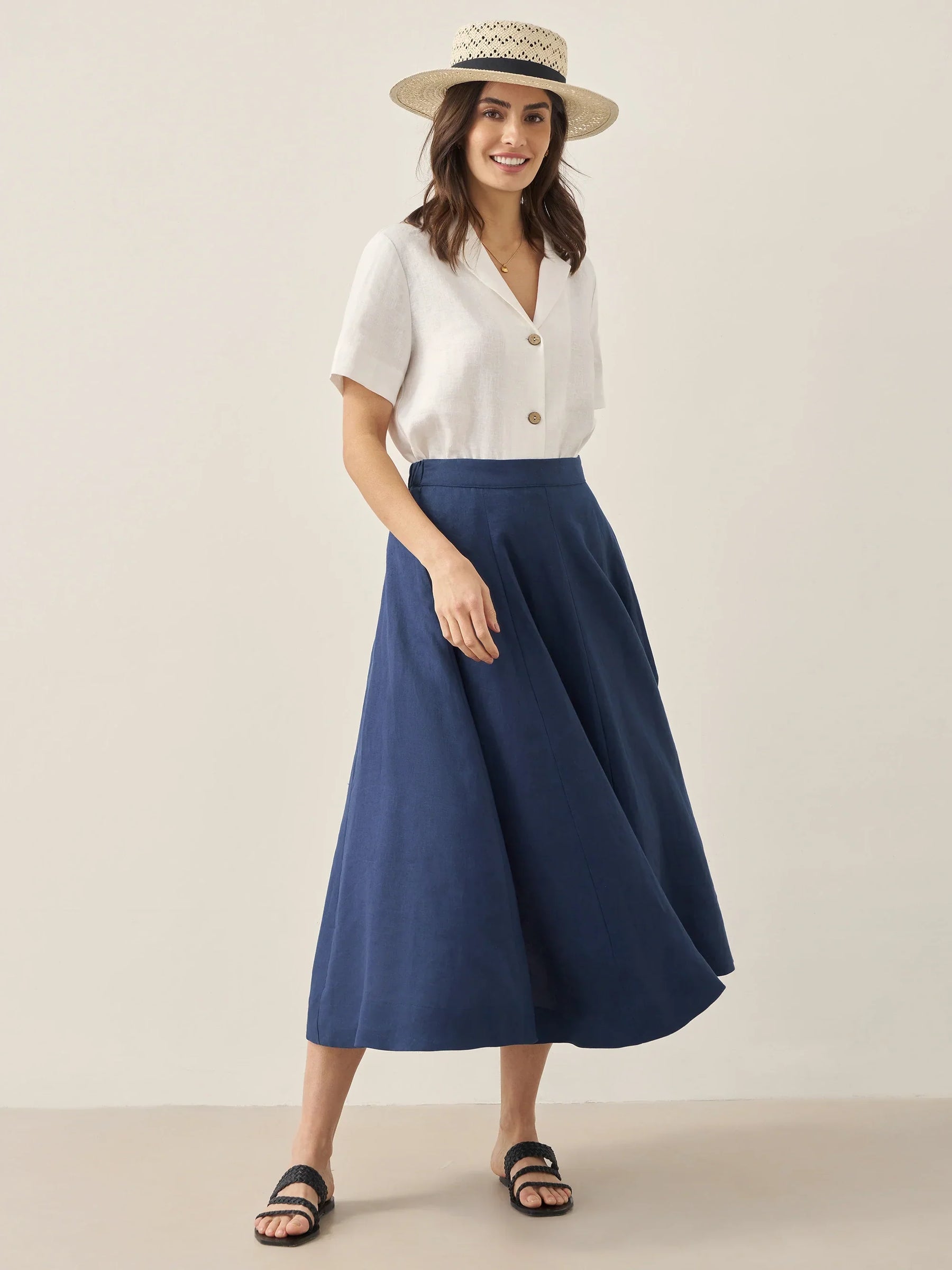 100% Linen Button-Up Short Sleeve Shirt ORENDA - Glamourous Grace