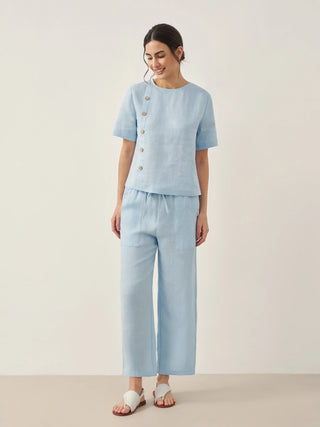 100% Linen Straight-Leg Drawstring Pants JOSIE - Glamourous Grace