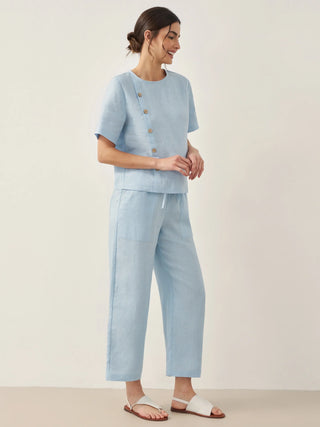 100% Linen Straight-Leg Drawstring Pants JOSIE - Glamourous Grace
