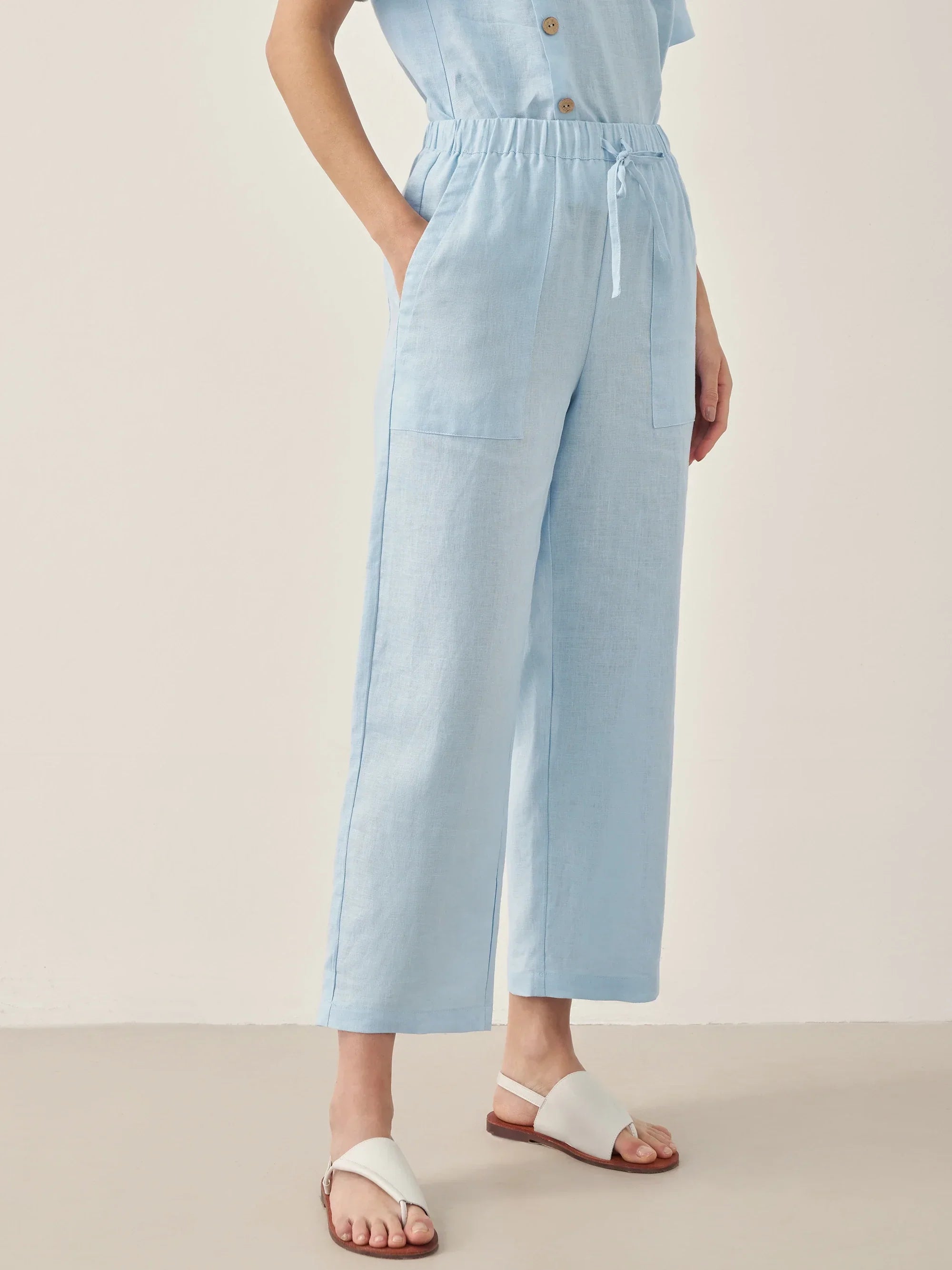 100% Linen Straight-Leg Drawstring Pants JOSIE - Glamourous Grace