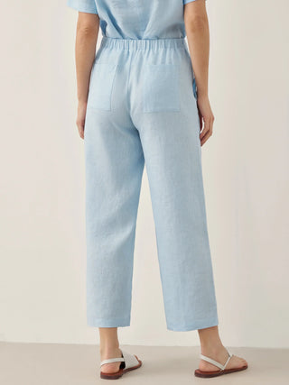 100% Linen Short-Sleeve Round Neck Button Detail Top & Pants Set JOSIE - Glamourous Grace