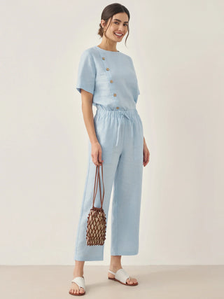100% Linen Straight-Leg Drawstring Pants JOSIE - Glamourous Grace