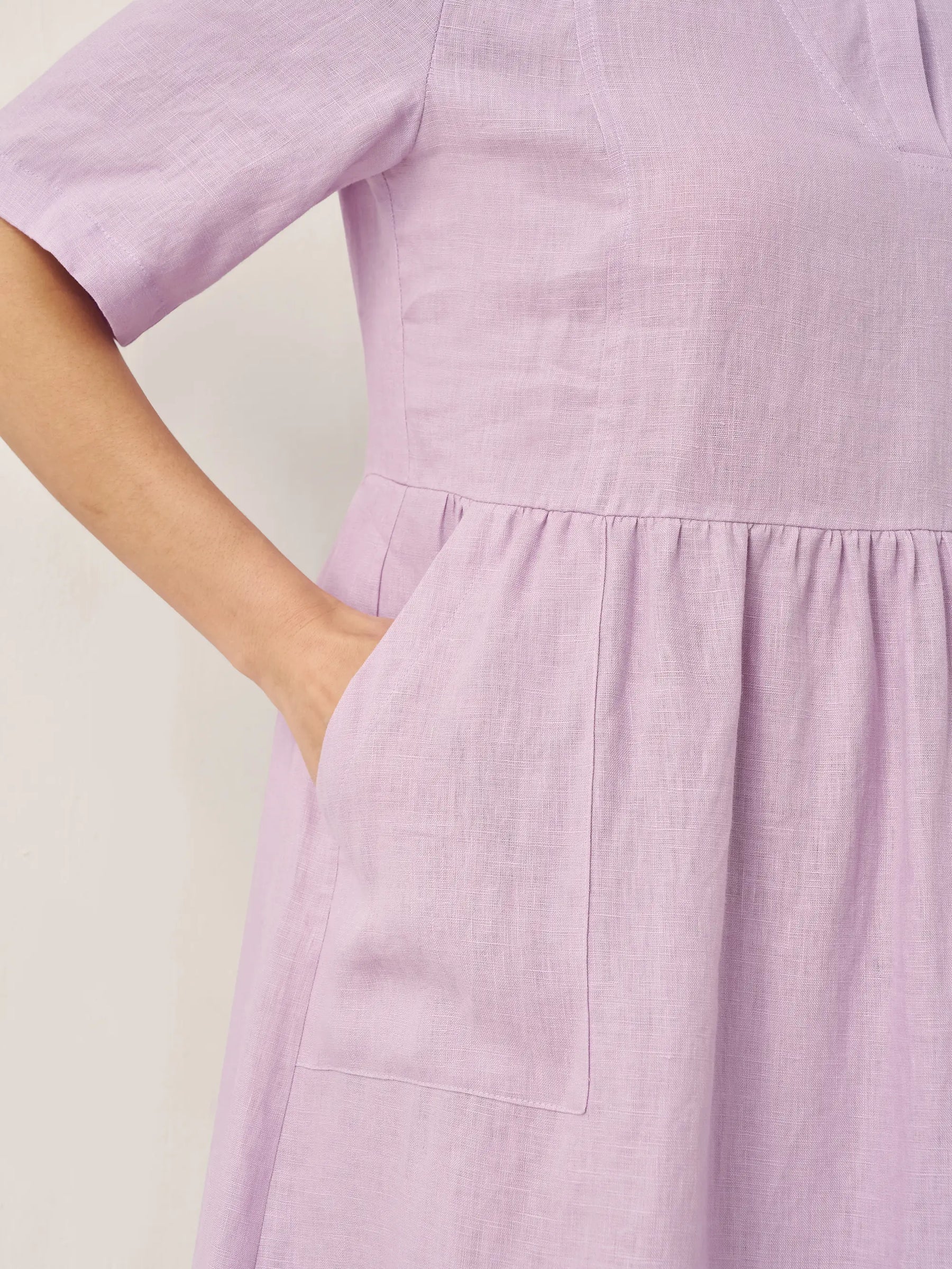 100% Linen Shawl V-Neck Pleated Maxi Dress SUSAN - Glamourous Grace