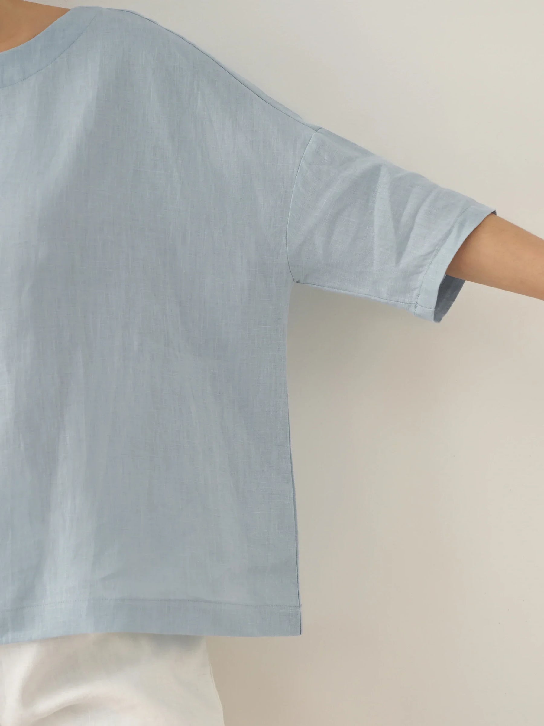 100% Linen Boatneck 3/4 Length Sleeve Top AURORA - Glamourous Grace