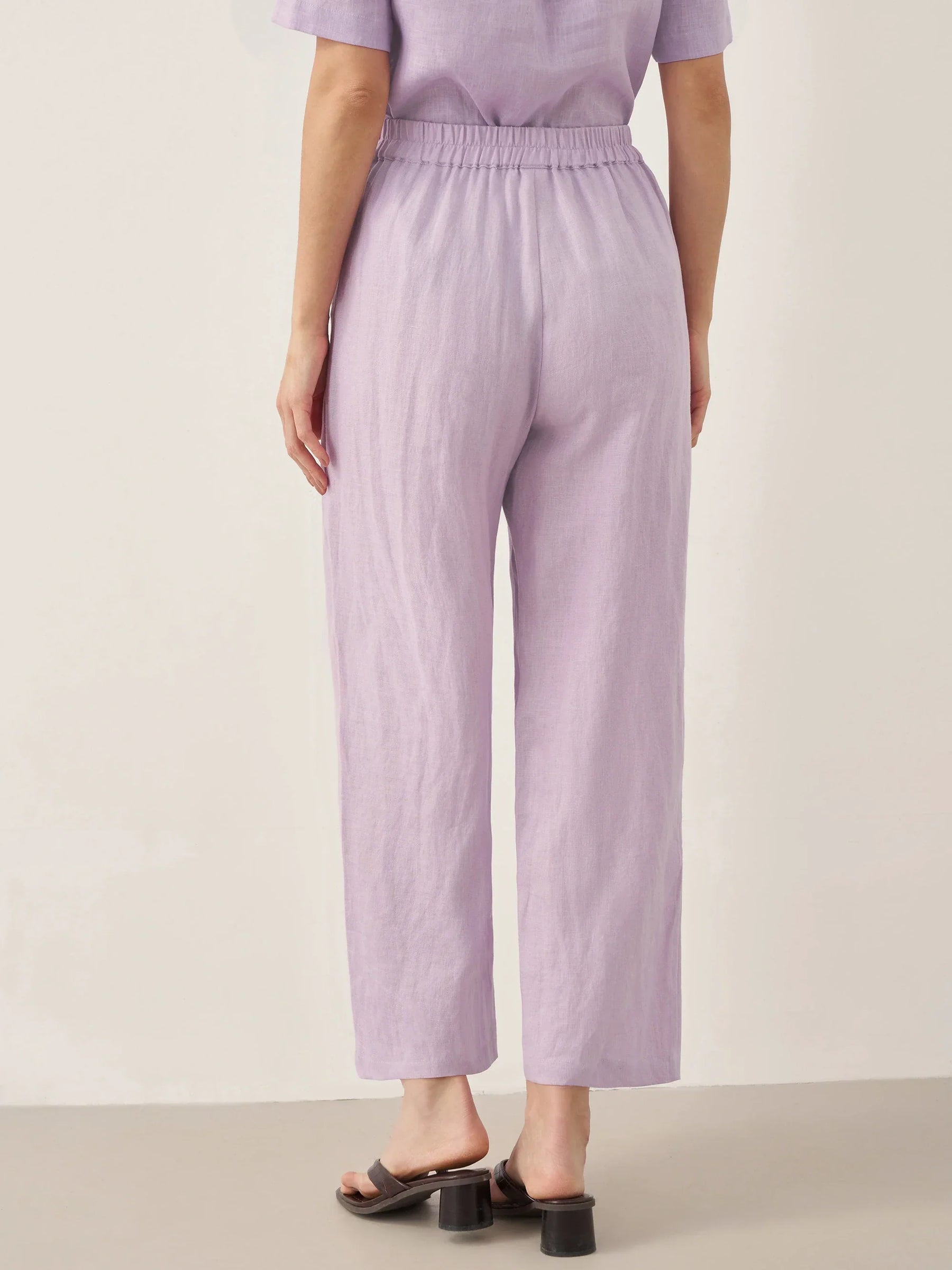 100% Linen Short-Sleeve Round Neck Button Detail Top & Pants Set SASHA - Glamourous Grace