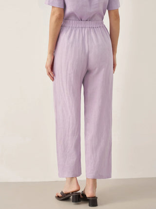 100% Linen Short-Sleeve Round Neck Button Detail Top & Pants Set SASHA - Glamourous Grace