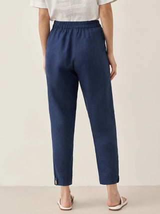100% Linen Straight-Leg Pants with Elastic Waist PATRICE - Glamourous Grace