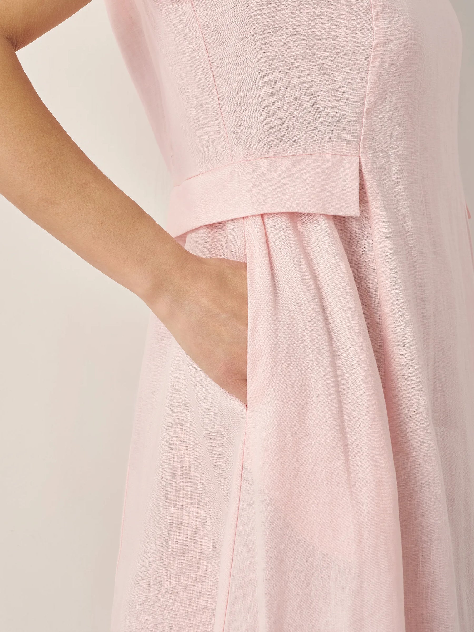 100% Linen Natural Summer V-Neck Dress ALEXA - Glamourous Grace