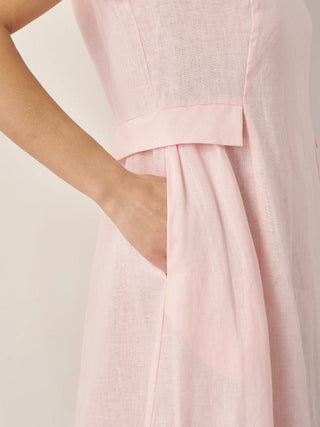 100% Linen Natural Summer V-Neck Dress ALEXA - Glamourous Grace