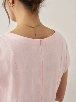 100% Linen Natural Summer V-Neck Dress ALEXA - Glamourous Grace