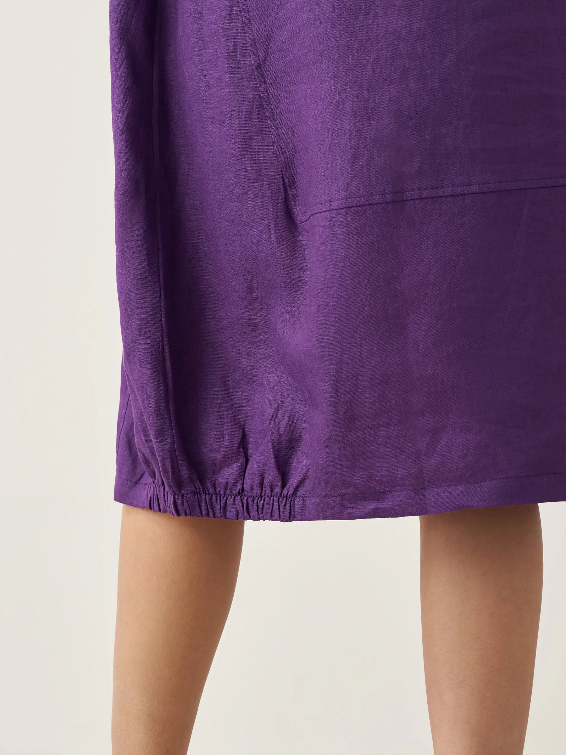 100% Linen Collarless Mid-Length Dress SOFIA - Glamourous Grace