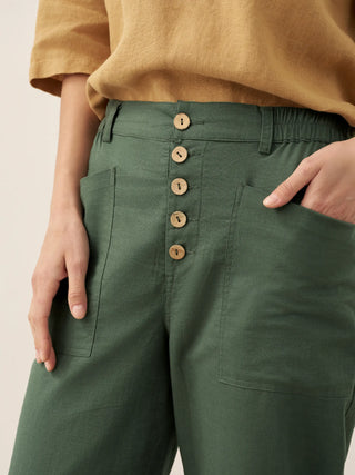 Linen Simple Button Fly Trousers HEIDI - Glamourous Grace