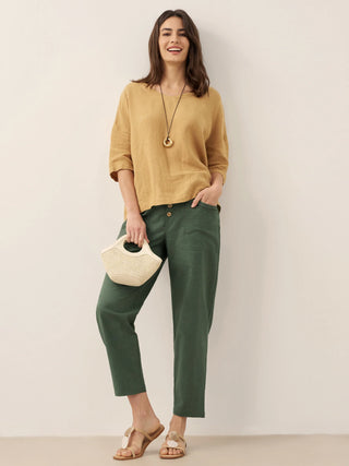 Linen Simple Button Fly Trousers HEIDI - Glamourous Grace