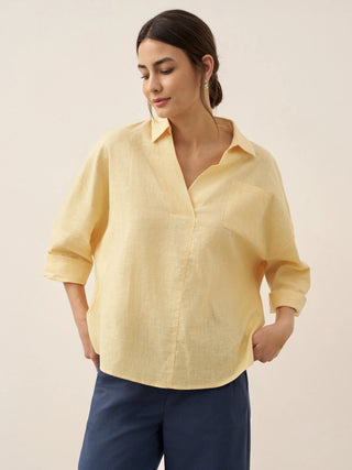 Linen Oversized Fit Pocket Shirt ELOWEN - Glamourous Grace