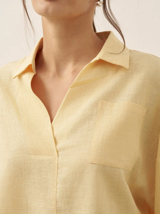 Linen Oversized Fit Pocket Shirt ELOWEN - Glamourous Grace