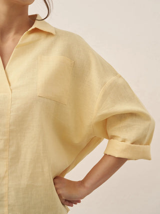 Linen Oversized Fit Pocket Shirt ELOWEN - Glamourous Grace