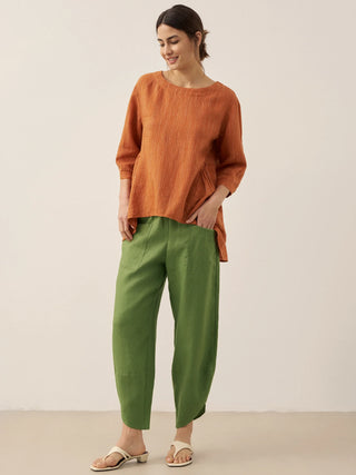 100% Linen Petal-Hem Trousers with Elastic Waist LIV - Glamourous Grace