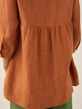 100% Linen Round Neck Artistic Stripe Top FLORENCE - Glamourous Grace