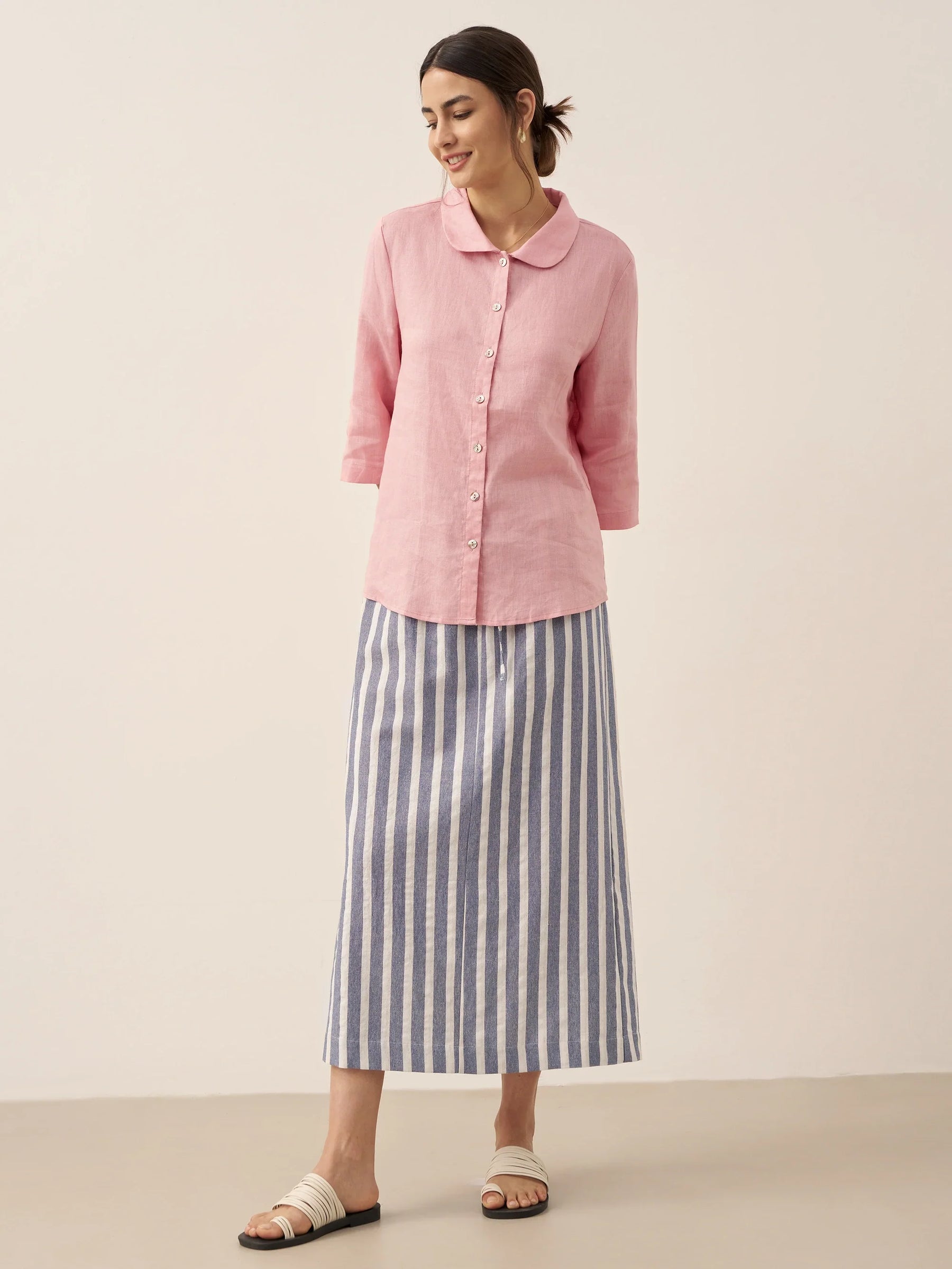 Linen Striped Drawstring Skirt ELISE - Glamourous Grace