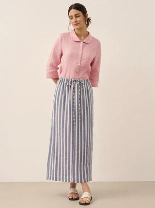 Linen Striped Drawstring Skirt ELISE - Glamourous Grace