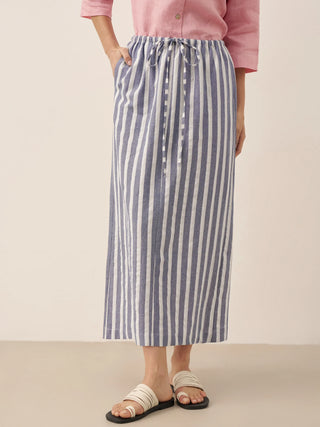 Linen Striped Drawstring Skirt ELISE - Glamourous Grace