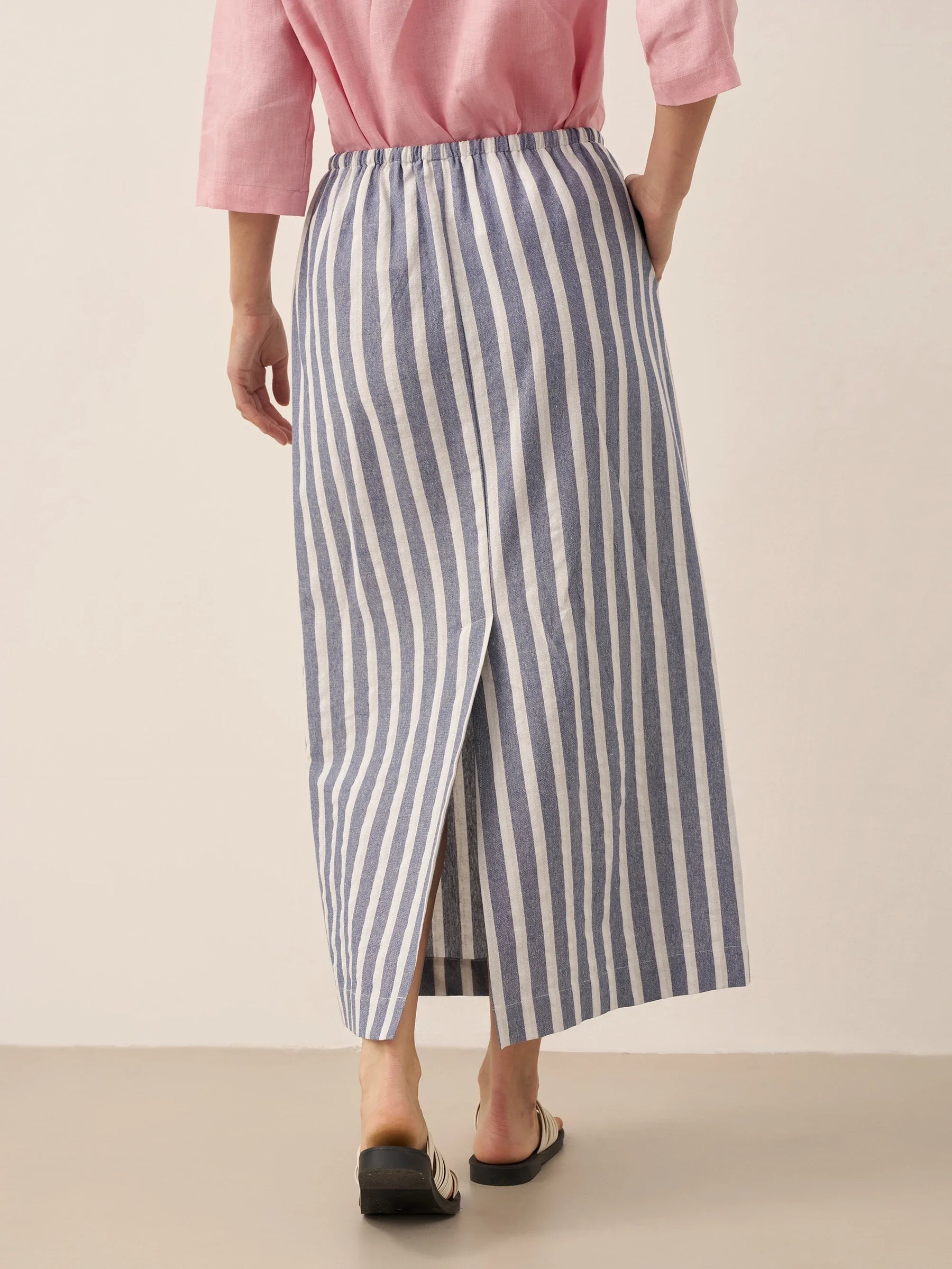 Linen Striped Drawstring Skirt ELISE - Glamourous Grace