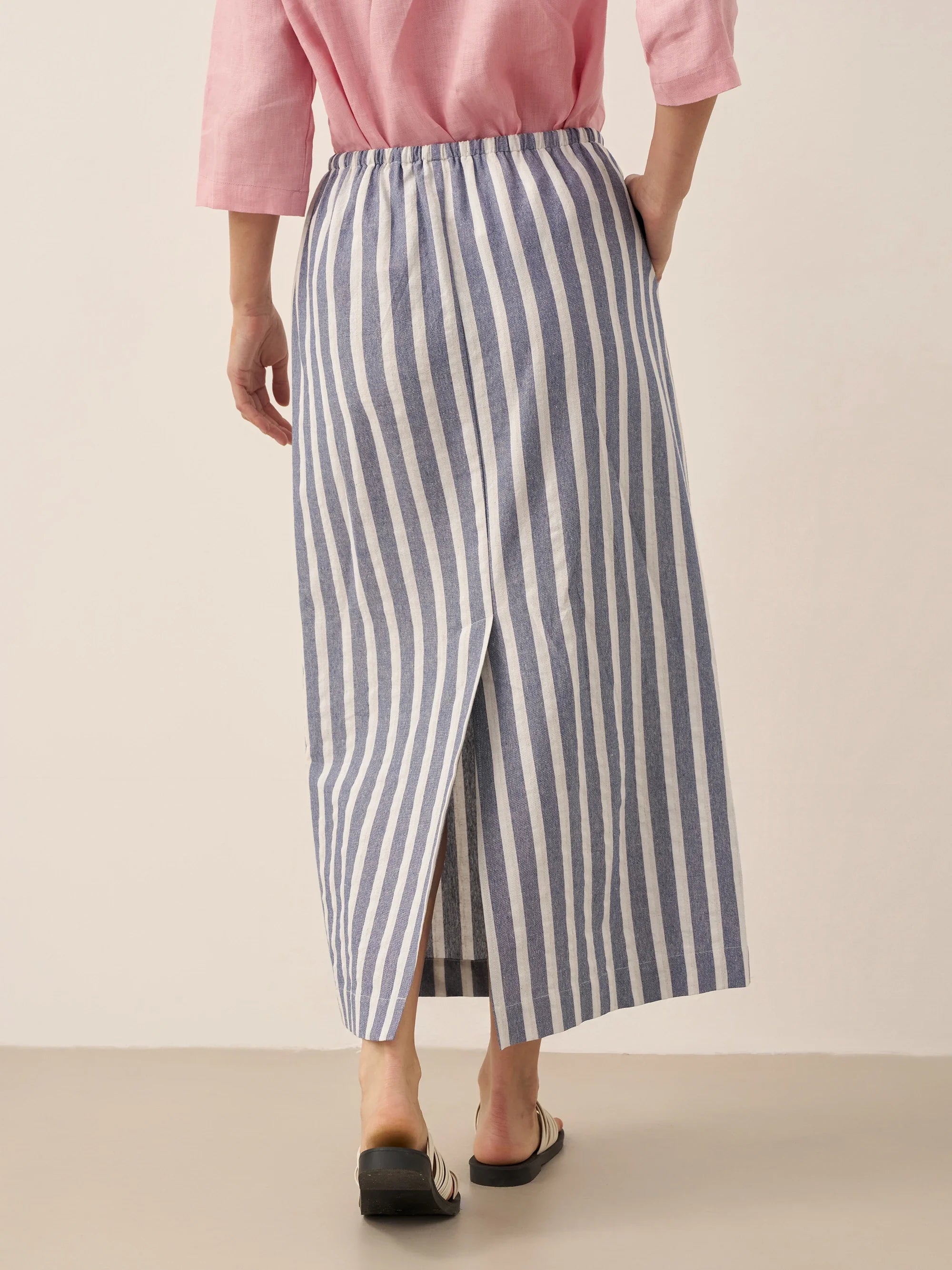 Linen Striped Drawstring Skirt ELISE - Glamourous Grace
