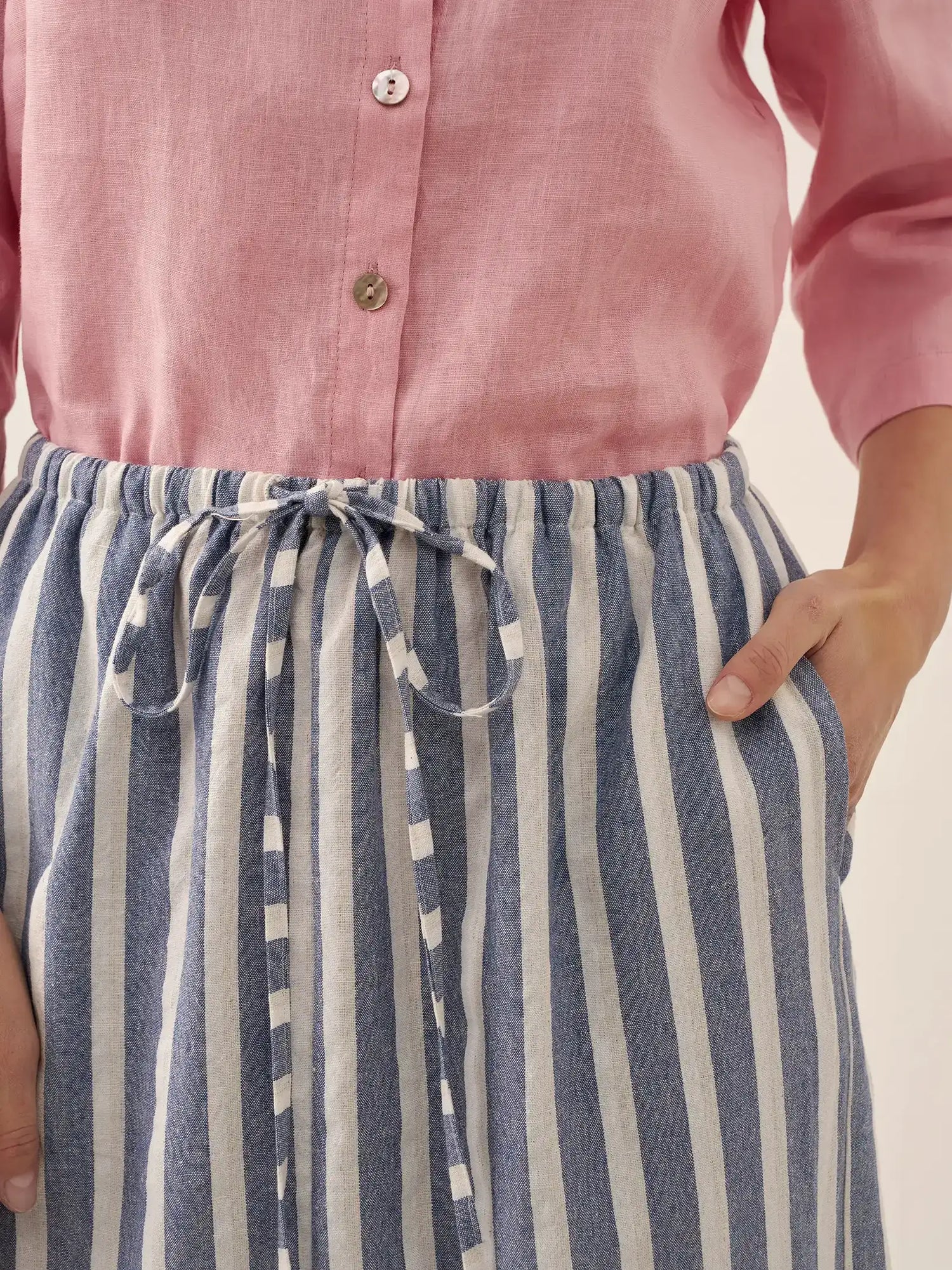 Linen Striped Drawstring Skirt ELISE - Glamourous Grace